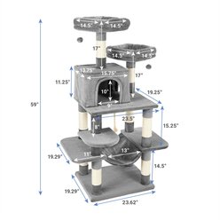 Frisco 59-in Faux Fur Cat Tree & Condo, Gray slide 2 of 7