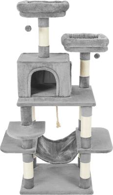 Show full view: Frisco 59-in Faux Fur Cat Tree & Condo, Gray slide 5 of 9