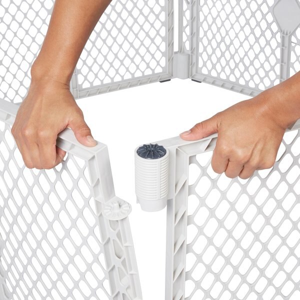 Frisco 6-Panel Plastic Exercise Dog Playpen, Light Gray