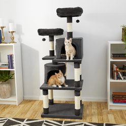 Frisco 61-in Faux Fur Cat Tree & Condo, Dark Charcoal
