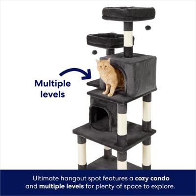 Frisco 61-in Faux Fur Cat Tree & Condo