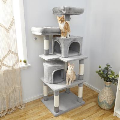 Frisco 61-in Faux Fur Cat Tree & Condo, Dark Charcoal