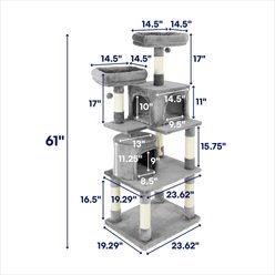Frisco 61-in Faux Fur Cat Tree & Condo, Gray slide 2 of 6