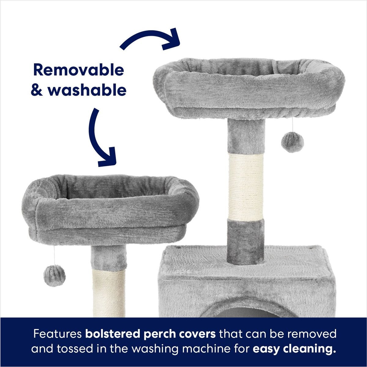 FRISCO 61-in Faux Fur Cat Tree & Condo, Gray - Chewy.com