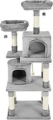 Frisco 61-in Faux Fur Tree & Condo, Gray + 38-in Cat Tree & Condo, Top Perch & Toy, Gray slide 2 of 9