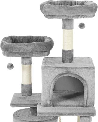 Show full view: Frisco 61-in Faux Fur Tree & Condo, Gray + 38-in Cat Tree & Condo, Top Perch & Toy, Gray slide 4 of 10