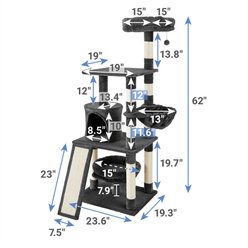 Frisco 62-in Faux Fur Cat Tree & Condo, Charcoal slide 2 of 6