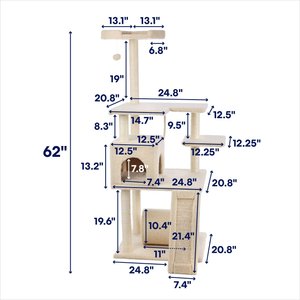 Frisco 62-in Faux Fur Cat Tree & Condo, Cream