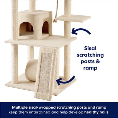 Show full view: Frisco 62-in Faux Fur Cat Tree & Condo, Cream slide 4 of 8