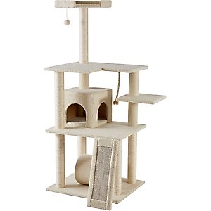 Frisco 62-in Faux Fur Cat Tree & Condo, Cream