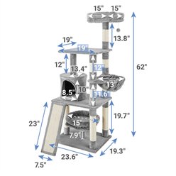 Frisco 62-in Faux Fur Cat Tree & Condo, Gray slide 2 of 6