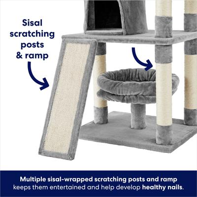 Show full view: Frisco 62-in Faux Fur Cat Tree & Condo, Gray slide 4 of 8