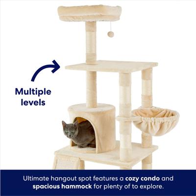 Show full view: Frisco 62-in Faux Fur Cat Tree & Condo with Hammock, Cream slide 3 of 8