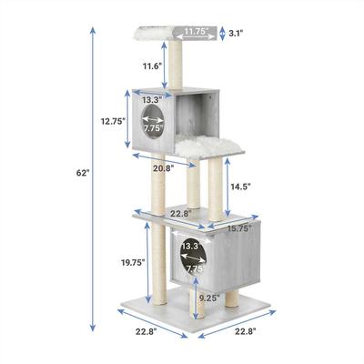 Show full view: Frisco 62-in Modern Tree & Condo, Gray + Modern Tunnel Elevated Cat Bed slide 3 of 9