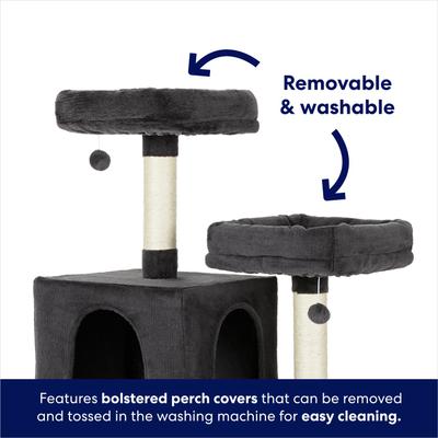 Show full view: Frisco 64-in Cat Tree with Hammock, Condo, 2 Top Perches with Bed, Dark Charcoal slide 5 of 8