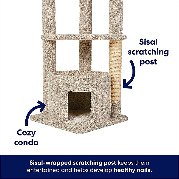 Show full view: Frisco 64-in Real Carpet Solid Wood Cat Tree & Condo, Gray Speckled slide 3 of 6