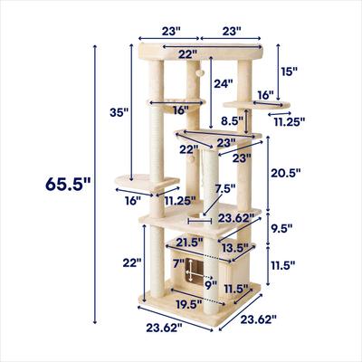 Show full view: Frisco 65-in XXL Heavy Duty Cat Tree, Cream slide 3 of 9