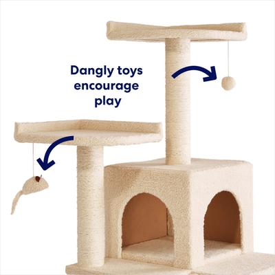 Show full view: Frisco 68-in Faux Fur Cat Tree & Condo, Cream slide 3 of 6