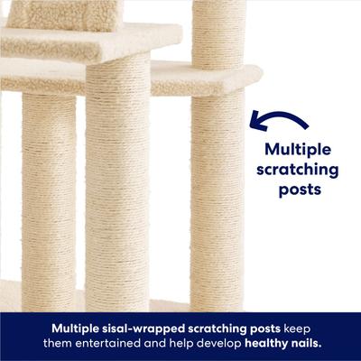 Show full view: Frisco 68-in Faux Fur Cat Tree & Condo, Cream slide 4 of 6