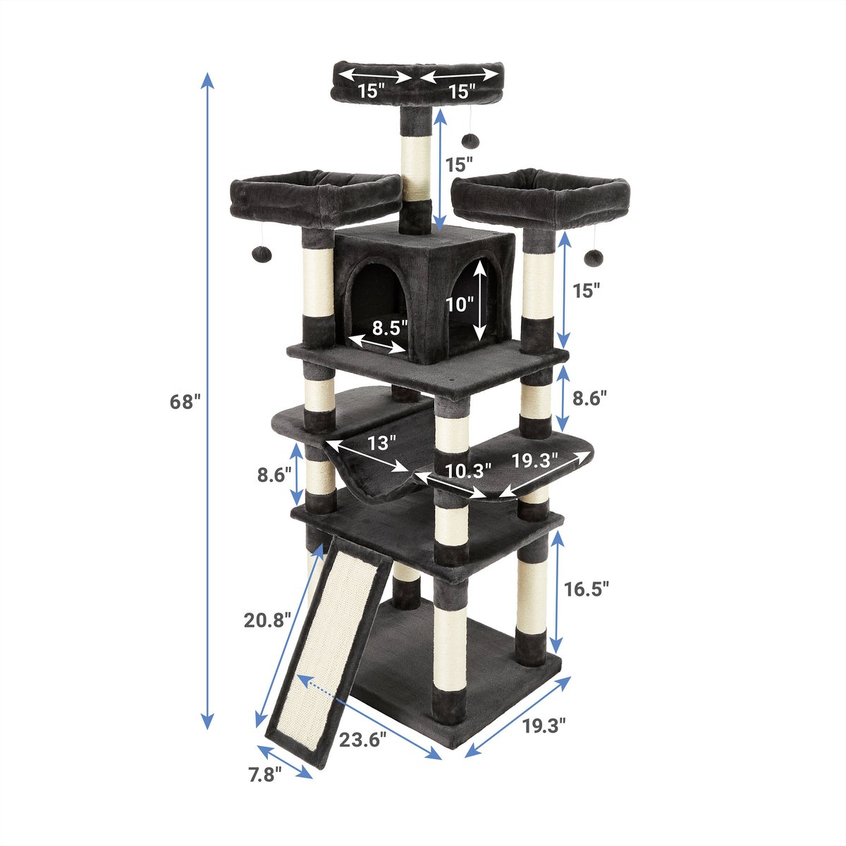 Frisco 68-in Faux Fur Cat Tree & Condo www.chewy.com