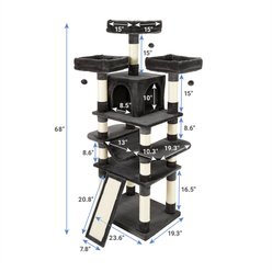 Frisco 68-in Faux Fur Cat Tree & Condo, Dark Charcoal slide 2 of 7