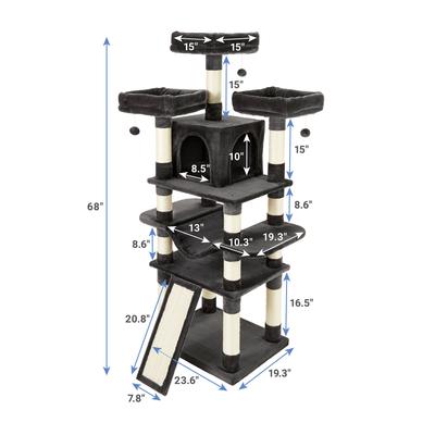 Show full view: Frisco 68-in Faux Fur Cat Tree & Condo, Dark Charcoal slide 2 of 9