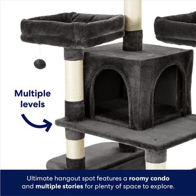 Show full view: Frisco 68-in Faux Fur Cat Tree & Condo, Dark Charcoal slide 3 of 9