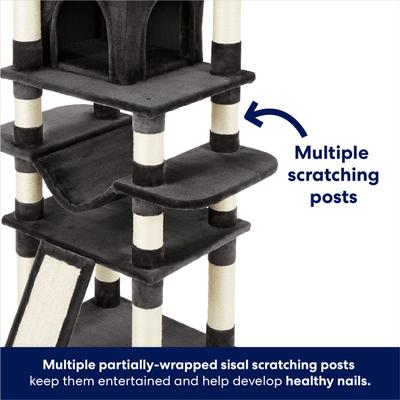 Show full view: Frisco 68-in Faux Fur Cat Tree & Condo, Dark Charcoal slide 5 of 9