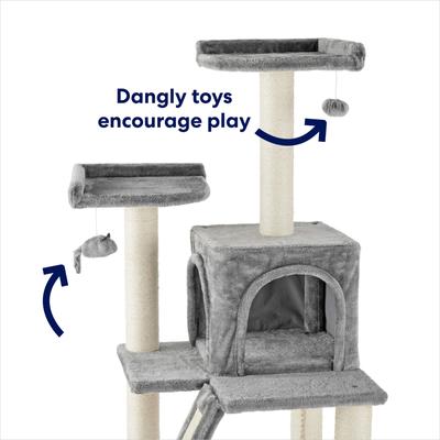 Show full view: Frisco 68-in Faux Fur Cat Tree & Condo, Gray slide 3 of 7