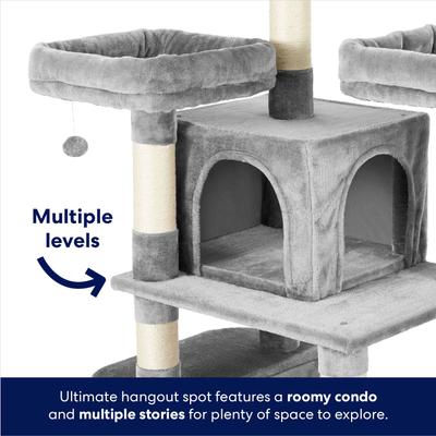 Show full view: Frisco 68-in Faux Fur Cat Tree & Condo, Gray slide 3 of 9