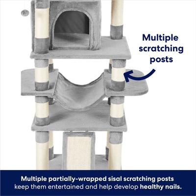 Show full view: Frisco 68-in Faux Fur Cat Tree & Condo, Gray slide 5 of 9