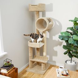 Frisco 69-in Real Carpet Solid Wood Cat Tree, Beige