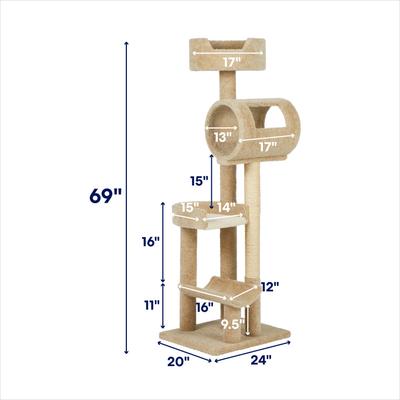 Frisco 69-in Real Carpet Solid Wood Cat Tree