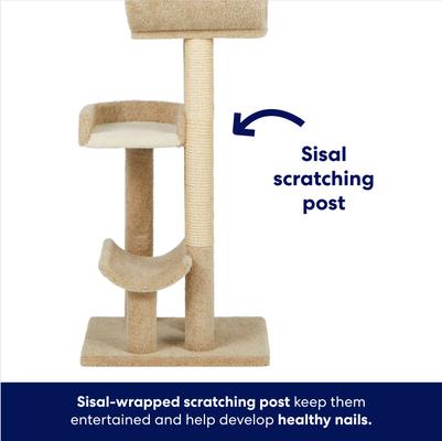 Show full view: Frisco 69-in Real Carpet Solid Wood Cat Tree, Beige slide 5 of 8