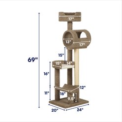 Frisco 69-in Real Carpet Solid Wood Cat Tree, Gray slide 2 of 6