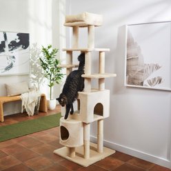 Frisco 71-in Faux Fur Cat Tree & Condo, Cream