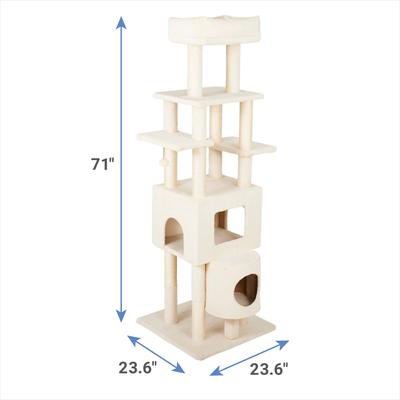 Show full view: Frisco 71-in Faux Fur Cat Tree & Condo, Cream slide 2 of 7