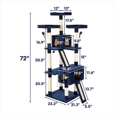 Show full view: Frisco 72-in Faux Fur Cat Tree & Condo, Blue slide 2 of 7