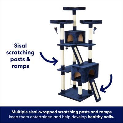 Show full view: Frisco 72-in Faux Fur Cat Tree & Condo, Blue slide 4 of 7