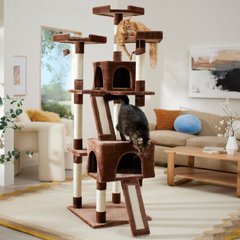 Frisco 72-in Faux Fur Cat Tree & Condo, Brown