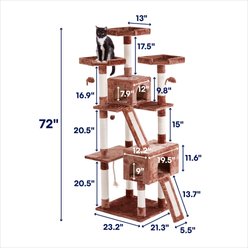 Frisco 72-in Faux Fur Cat Tree & Condo, Brown slide 2 of 5