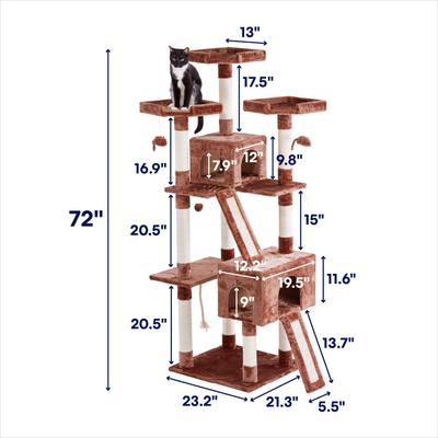 Show full view: Frisco 72-in Faux Fur Cat Tree & Condo, Brown slide 2 of 6