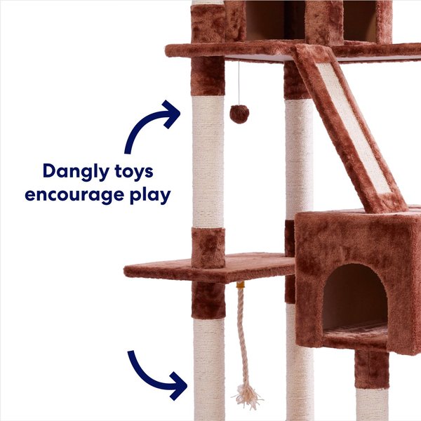 FRISCO 72-in Faux Fur Cat Tree & Condo, Brown - Chewy.com