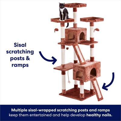 Show full view: Frisco 72-in Faux Fur Cat Tree & Condo, Brown slide 4 of 6