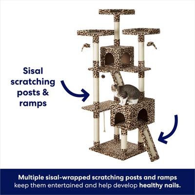 Show full view: Frisco 72-in Faux Fur Cat Tree & Condo, Cheetah slide 4 of 6
