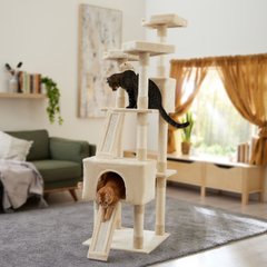 Frisco 72-in Faux Fur Cat Tree & Condo, Cream