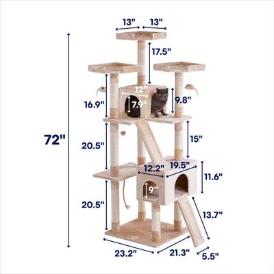 Show full view: Frisco 72-in Faux Fur Cat Tree & Condo, Cream slide 2 of 6