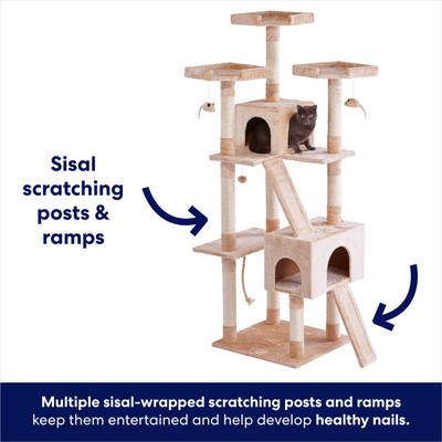 Show full view: Frisco 72-in Faux Fur Cat Tree & Condo, Cream slide 4 of 6