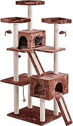 Frisco 72-in Large Base Faux Fur Cat Tree & Condo, Brown
