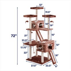 Frisco 72-in Large Base Faux Fur Cat Tree & Condo, Brown slide 2 of 6